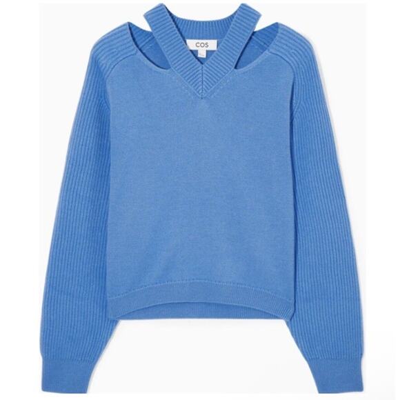 COS Blue V-Neck Sweater - Picture 1 of 14